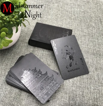 

54pcs Waterproof Black Plastic Playing Cards Collection Black Diamond Poker Cards Creative Gift Standard Playing Cards