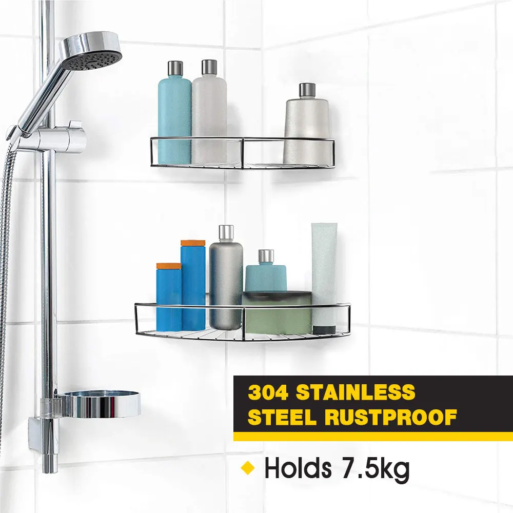 Bathroom Corner Shelf Stainless Steel Shower Shampoo Soap Cosmetic Shelves Kitchen Accessories Storage Organizer Rack Holder 2pc