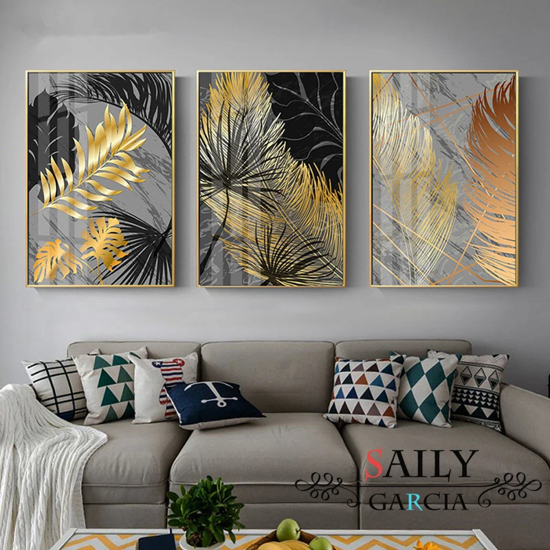 

Abstract Marble Gold Leaf Plant Canvas Painting Nordic Scandinavian Decor Posters and Prints Wall Art Picture for Living Room