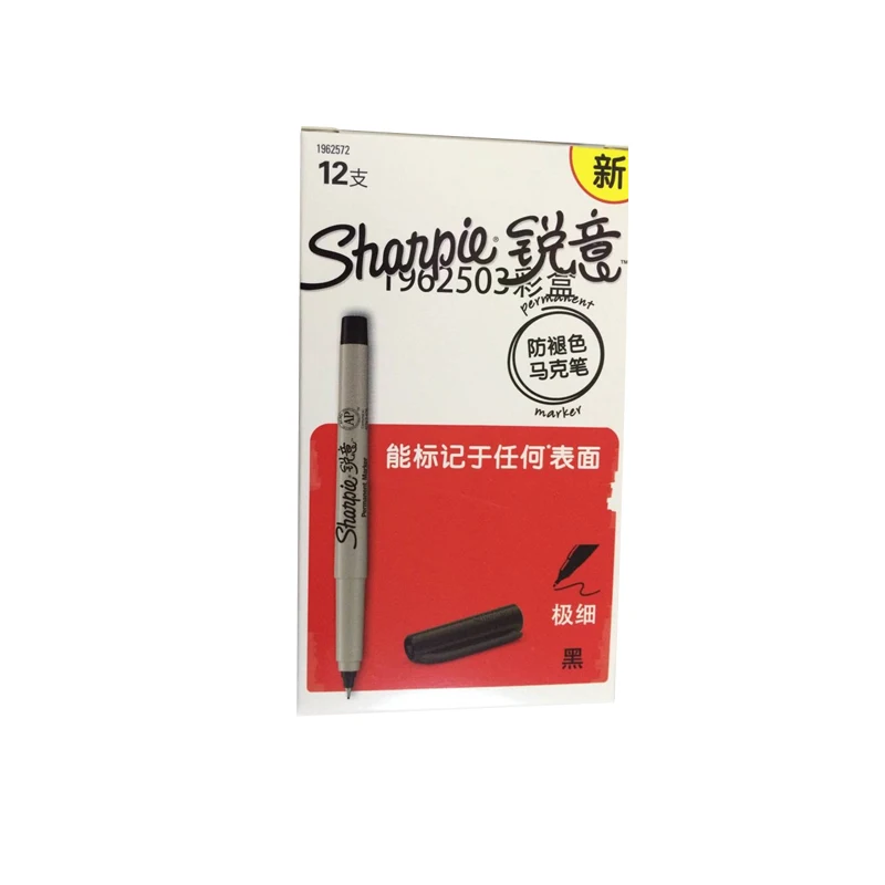 12pcs American Sharpie 37002 Permanent Marker Ultra Fine Point Oil  Waterproof Ink Black Blue White Paint