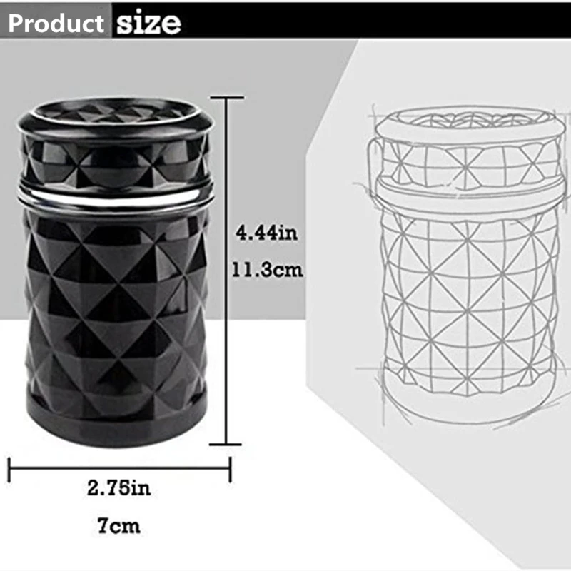 Car Ashtray With LED Light Portable Universal Alloy Ash Tray Aluminum Cup Smokeless Flame Retardant Car Accessories