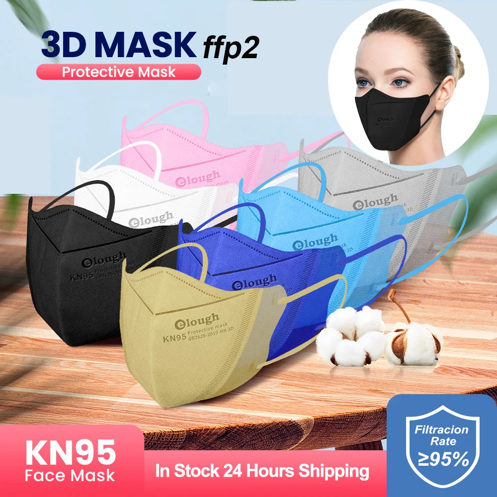 

Elough FFP2 CE 3D Защитная маска для лица kn95, 4-слойная тушь FFP3