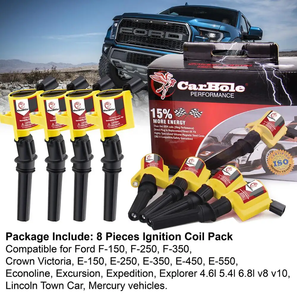 CARBOLE 8 шт. Высокая производительность катушки зажигания пакет для Ford F 150 250 4.6L 5.4L