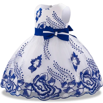 

2020 new baby full moon age dress bow baby photography costume embroidered flower girl wedding dress