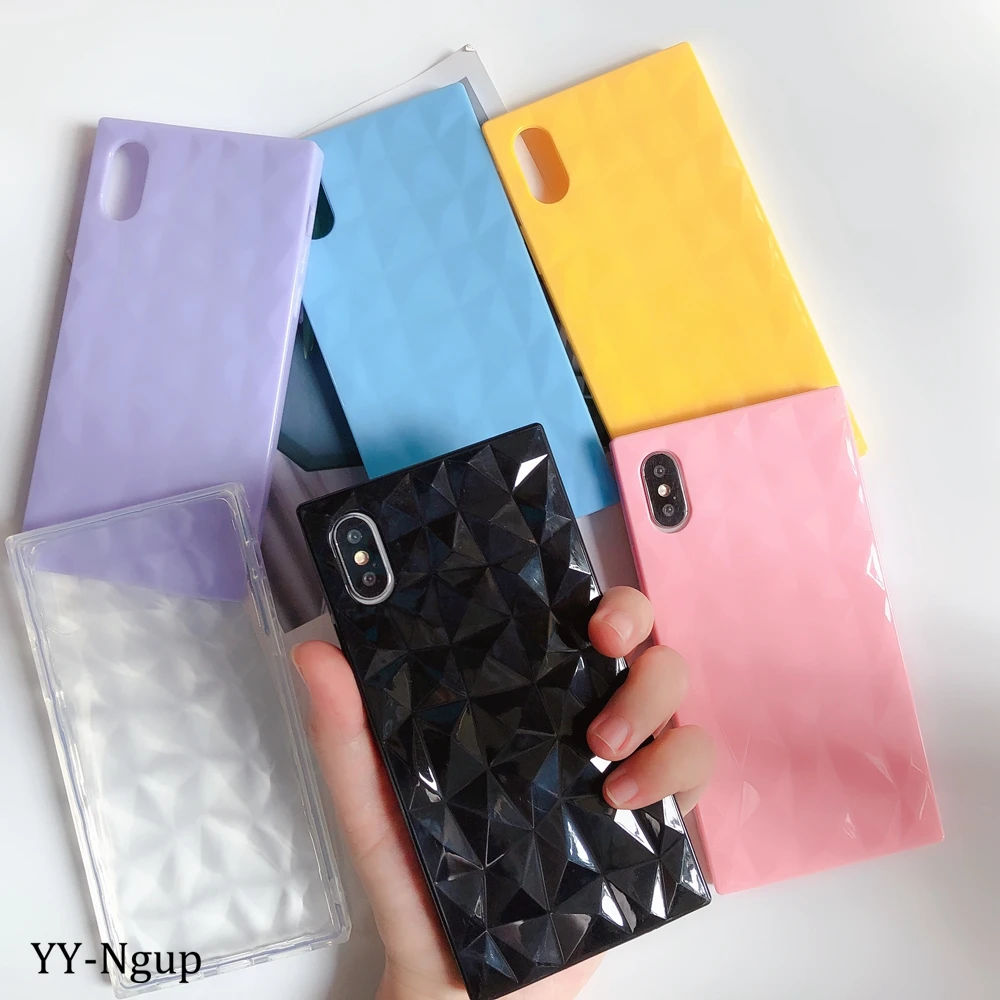 

for Coque iPhone xr Case Fashion Square Silicone Case Cover for iPhone 7 iPhone X XR XS Max 6 6S 8 Plus Phone Case Carcasa women