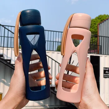 

Creative Minimalist Men and Women Students Portable Handle Glass Cup Car Leak-Proof Home Hot shui bei zi