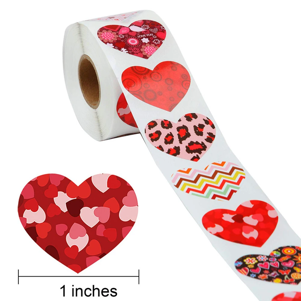 50-500 Uds Corazón en forma de etiqueta engomada de la etiqueta de Scrapbooking de embalaje de regalo de sello de la fiesta de cumpleaños de suministro de boda adhesivo de papelería 1 pulgada