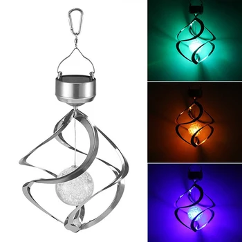 

Hanging Solar Lights Outdoor Wind Chimes Lights LED Color Changing Hanging Light Spiral Spinner Lamp for Garden Patio Balcony