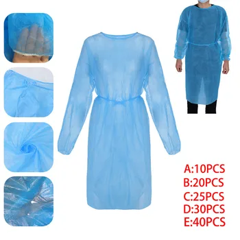

Disposable Waterproof Coats back tie apron Long Sleeve Oil Stain Prevention Unisex Adults Pure Color apron overalls Raincoats