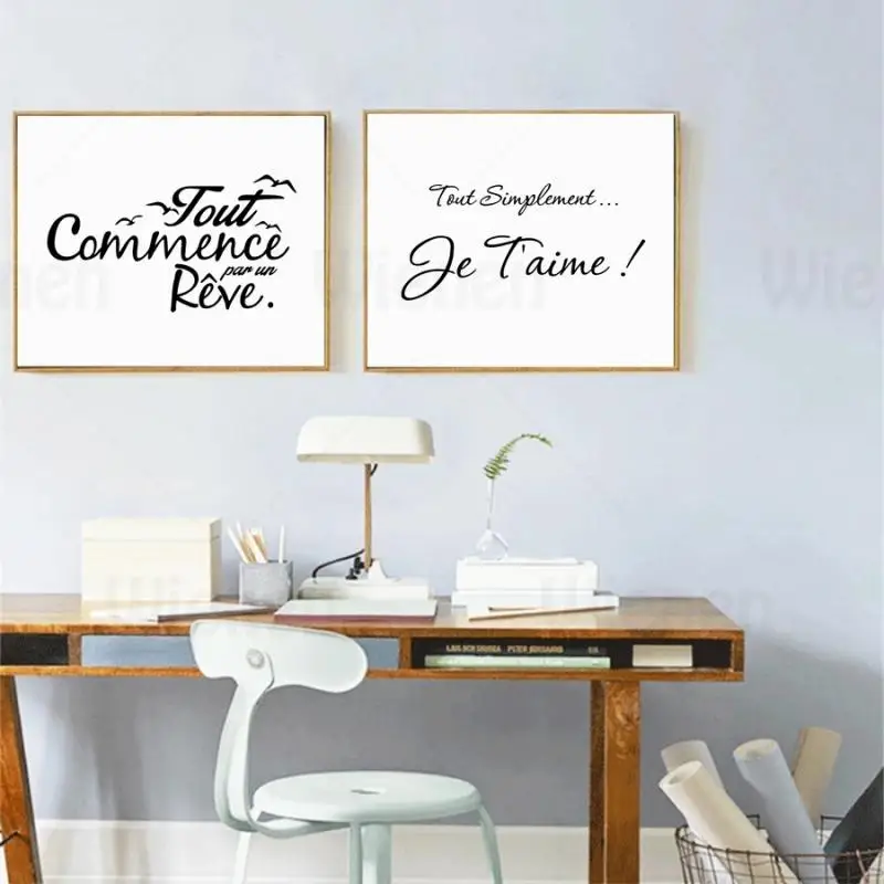 French Inspired Quotes Poster Canvas Painting Modern Minimalist Art Print Romantic Home Decoration Living Room Bedroom | Дом и сад