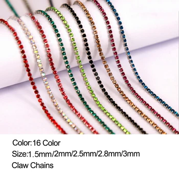 

Polaris 5M 16 Colors Glass Transparent Rhinestones Chain 2/2.5/2.8/3mm For DIY Craft Artesanato Sewing Clothes Accessories