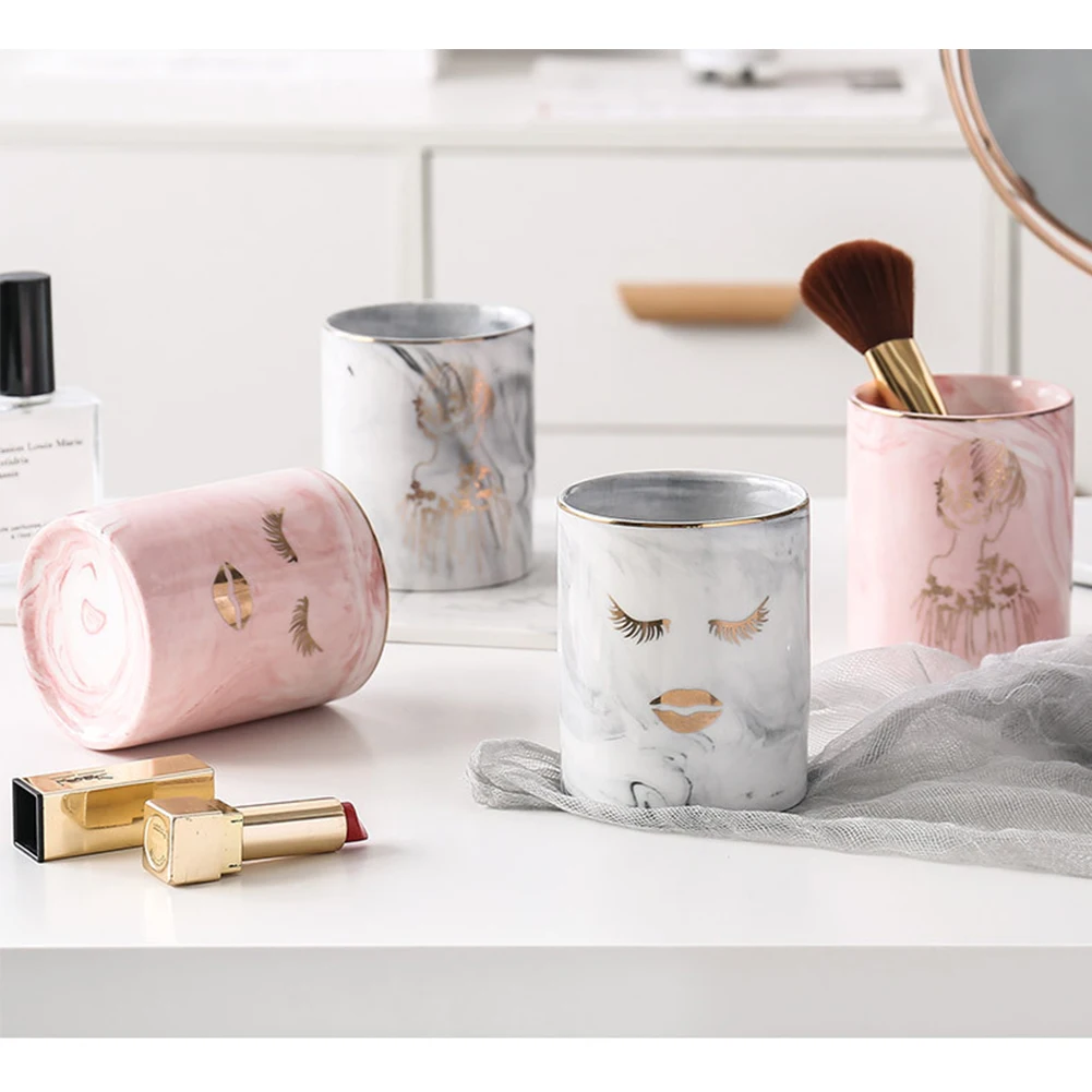 Tank Make Up Box Holder Home Car Pen Decoration Gifts Office Nordic Style Brushes Organizer Ceramics Cosmetic Space Saving