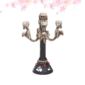 

Halloween Scary Skull Candlestick Creative Resin Skull Candlestick Ornament Halloween Decoration Prop