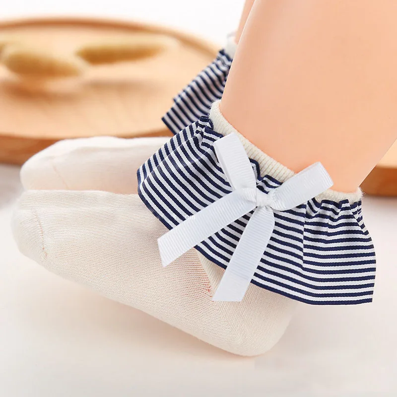 SeckinDogan/хлопковые детские носки для девочек Однотонные милые носки с бантом для маленьких девочек Повседневные детские носки принцессы детские носки, одежда - Цвет: 7