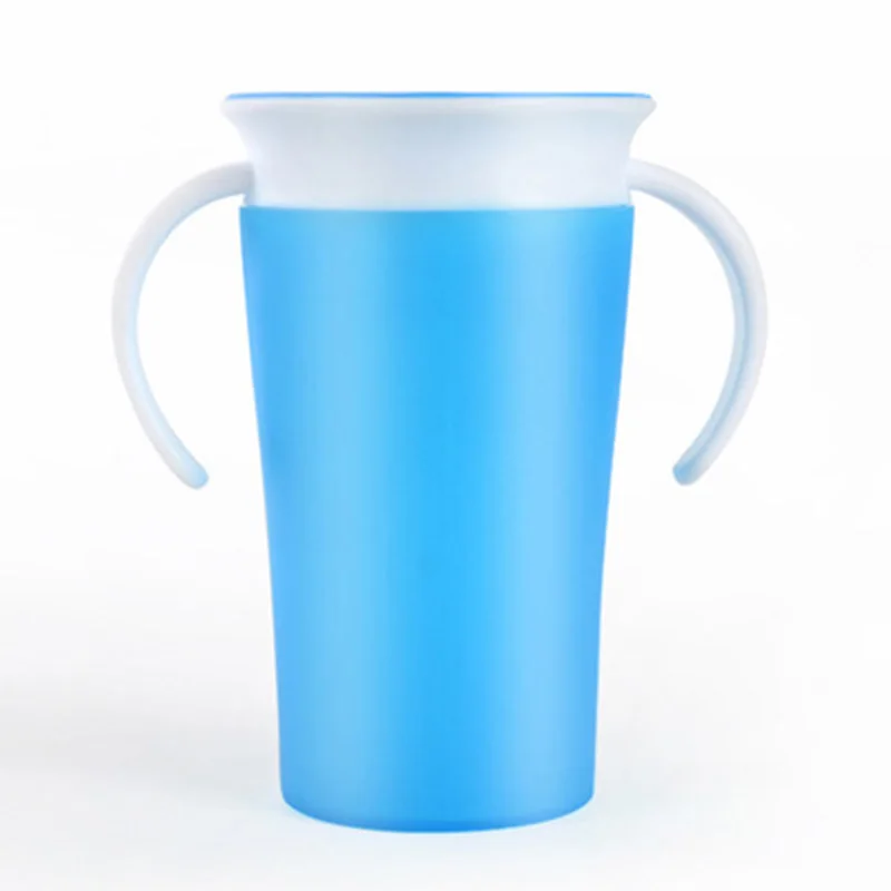 260ml Babies Training Miracle Cups With Handles 360 Degree Drink Prevent Leaking Spilling Cup - Цвет: blue