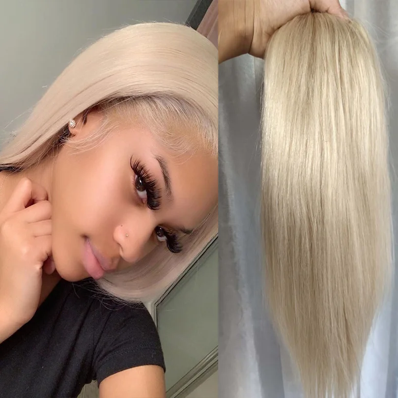 

Ash Blond #24 Color Long Human Hair Topper Blond Mono PU 100% Virgin Hair Piece 130% Density Skin Clip in Toupee Hair For Women
