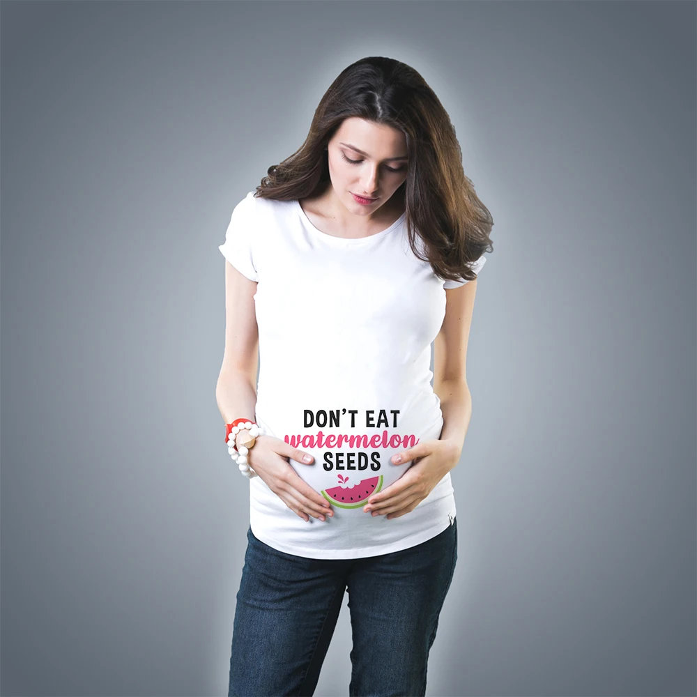 

Don't Eat Watermelon Seeds Maternity Shirt Summer Short Sleeve Pregnancy T-shirt for Pregnant Women Maternity Ropa Mujer
