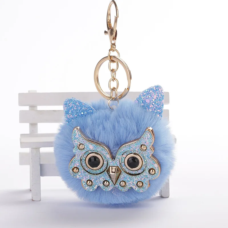 New Kawaii Cat Ear Glasses Owl Key Chain Pompom Rabbit Hair Plush Ball Animal Toys Car Pendant Gift For Kids Children | Украшения и