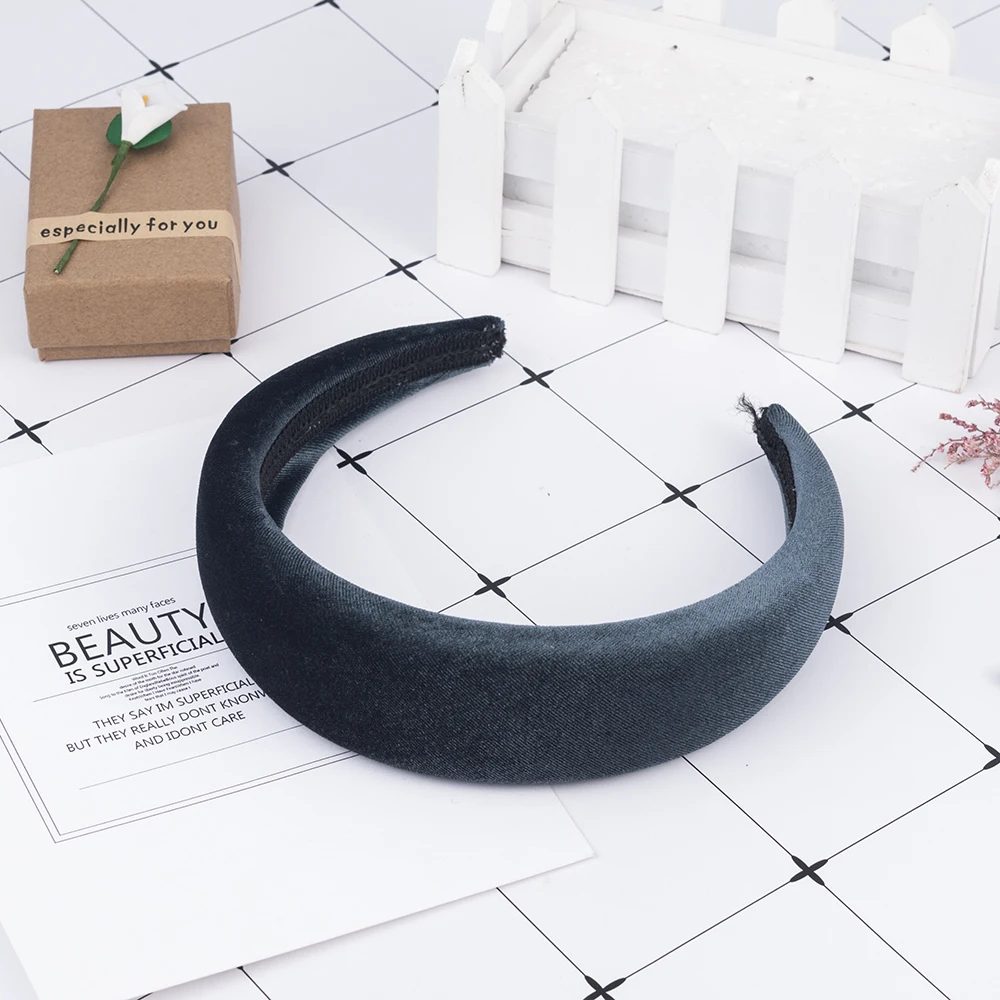 Nova Moda Estilo Ocidental Solidos Cores Engrossar Acolchoado Cabeca Aro Turbante Mulheres Hairbands Meninas Acessorios головные уборы
