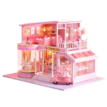 

Doll House DIY Casa Miniature Music Led Doll House Model Wooden Furniture Decoration DollHouse Toys for Children Birthday Gift