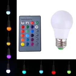 Цветной RGB, светодиодный, с затемнением лампочка 3W 85-265V E27 с пультом дистанционного управления