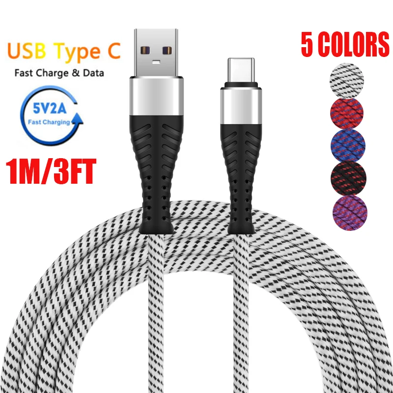 Сверхмощный плетеный кабель для быстрой зарядки USB C type передачи данных и