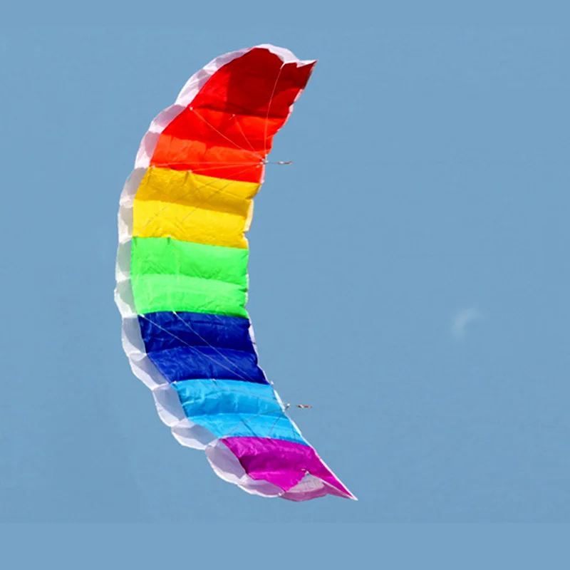 

Professional 1.4/2/2.7m Dual Line Parafoil Kite With Control Bar Line Power Braid Sailing Kitesurf Rainbow Sports Beach