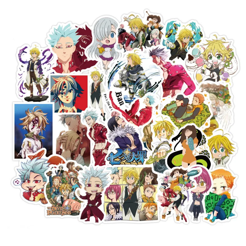 

50pcs The Seven Deadly Sins Anime Stickers Hawk Anime Car Sticker Waterproof Graffiti PVC Stickers For Laptop Skateboard Luggage