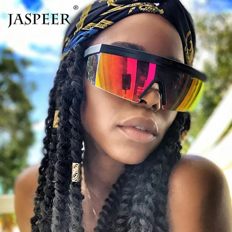 

JASPEER Oversized One-piece Sunglasses Women Anti-UV Goggle Sun Glasses For Men Outdoor Driving Sunglasses UV400 Eyewear