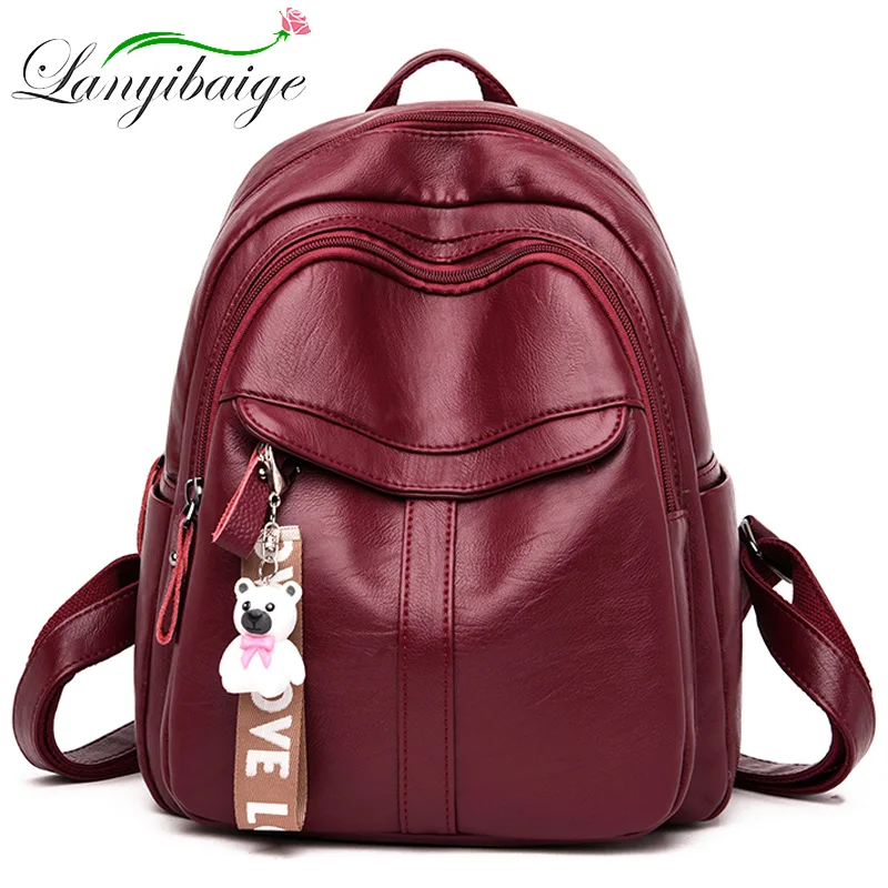 Women Leather Backpacks High Quality 2019 Female Vintage Tassel Backpack Travel Shoulder Bag School Bags For Girls Sac a Dos