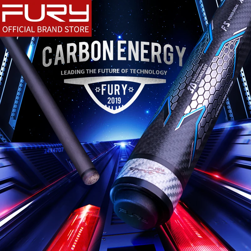 Fury 58'' Pool Cue Stick Billiard Carbon Energy Break Cue Carbon Fibre