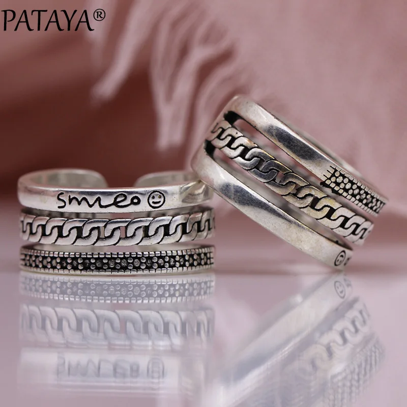 Кольца PATAYA трехслойные регулируемые для женщин открытые золотистые кольца в