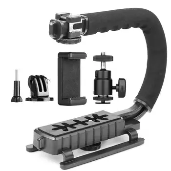 

C Type Monopod Handheld Camera Stabilizer Holder Grip Flash Bracket Mount Adapter Three Hot Shoe For Dslr Slr