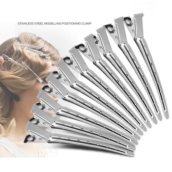 

12pcs Pro Salon Hairdressing Tools Duck Mouth Hairdresser Hair Clip Clips Hair Stainless Steel Hairdressing Sectioning Clamp