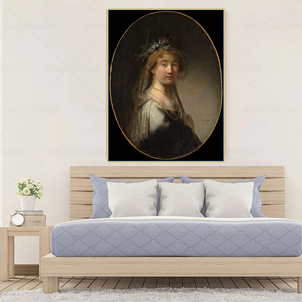 Цитон холст Rembrandt Portrait портрет саскии как Флора Art художественное изображение