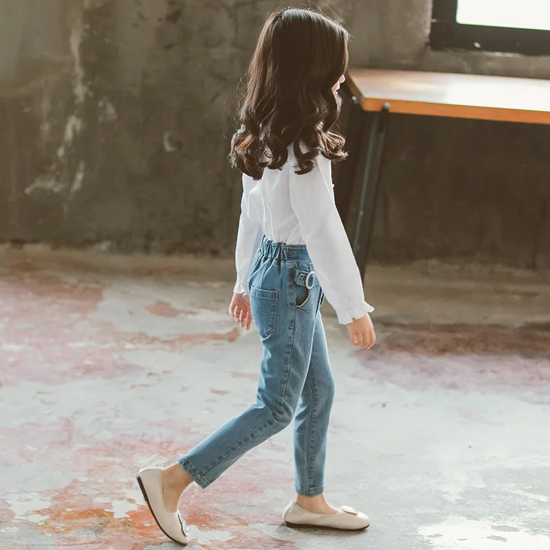 Abbigliamento per bambini nuovo 2019 autunno camicia bianca + jeans di 2pcs grandi ragazze che coprono l'insieme di autunno ragazzi vestiti delle ragazze dei jeans vestito|Completi abbigliamento| - AliExpress