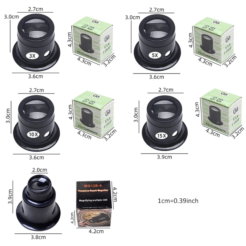 Jewelry Magnifier Jeweler Repair Magnifier Magnifying Glass 3X/5X/10X/15X/20X Monoculars