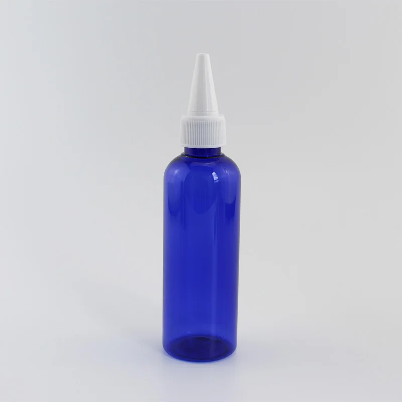 Blue Bottle White 100 мл X 50 пустой пластиковый контейнер для жидкости с круглым острым носком куб. См пустые синие косметические бутылки для лосьона с винтовой крышкой DIY - Цвет: Blue Bottle White
