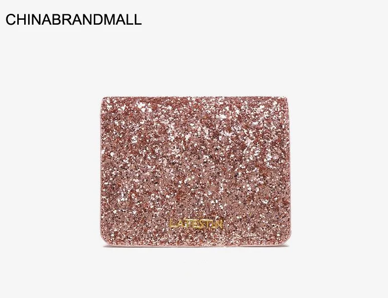 

New style women PU glitter folder shiny wallet card holder coin purse
