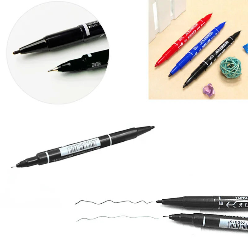 Перманентный маркер двуглавый крюк линии тонкой/Толстая ручка чернильный инструмент водонепроницаемый