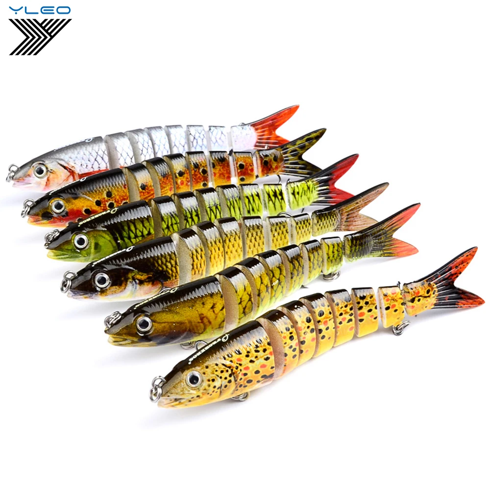 

YLEO 1pc 8 Sections Swim bait Fishing Lure 12.5cm-5"/0.661oz-18.74g Swim bait Fishing bait 6# Good Quality Fishing Hook Tackle