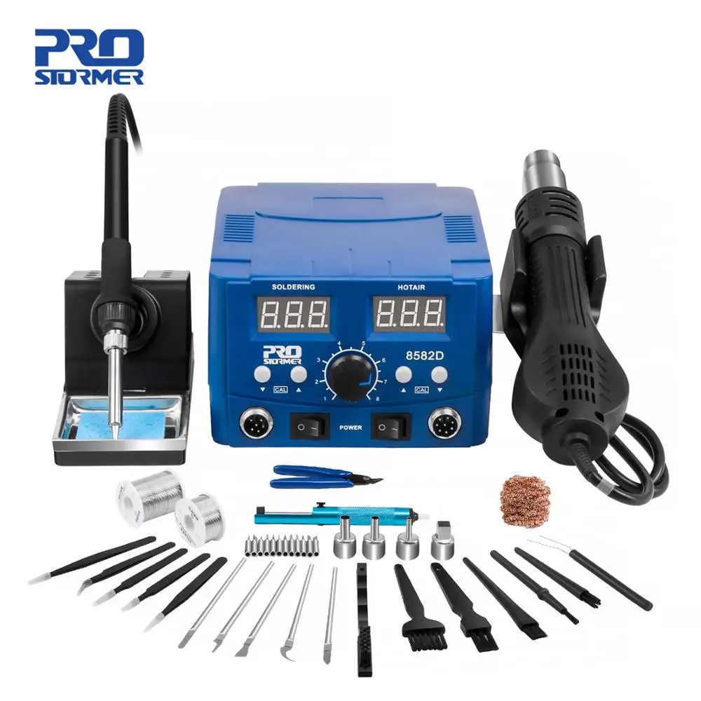 Pistola de aire caliente de mesa de hierro eléctrica, dos en uno, pantalla LED Digital, herramienta de soldadura de reparación del hogar, herramienta de mantenimiento profesional