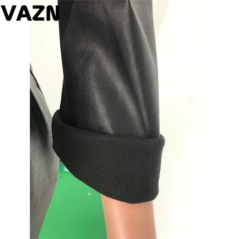 VAZN,, Кожаные Классические черные комбинезоны, высокое качество, высококачественные повседневные Комбинезоны, сексуальные, полный рукав, на шнуровке, комбинезоны прямого силуэта
