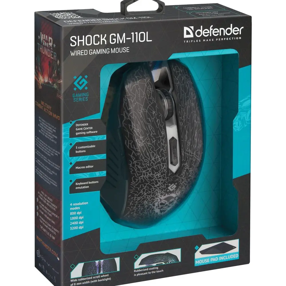 Компьютерная мышь Defender Shock GM-110L оптика,6кнопок,800-3200dpi