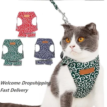 

Cat Kitten Vest Harness Leash Puppy Dogs Harness Leads Set Breathable Pet Clothes for Small Dogs Cat Collar Leash Set