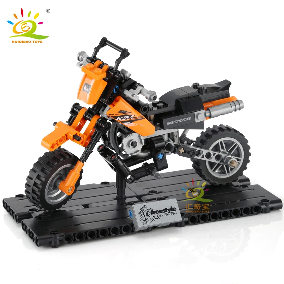 

HUIQIBAO TOYS 209pcs KTM off-road Motorcycle Building Blocks For Children Legoingly Technics City Speed Racing Motocross Bricks