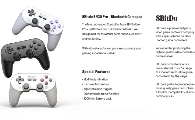 SN30 pro plus Oficial 8BitDo SN30 PRO Bluetooth Paraguay