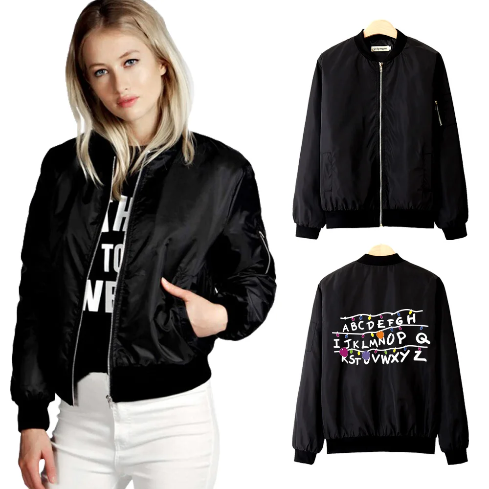 

2019 Stranger things Flight Jacket Women New Style Thin Jacket Exclusive Harajuku Autumn Stranger things flight jaclets.