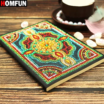 

HOMFUN A5 Notebooks 5D DIY Diamond Painting Special Shape Diary Book Diamond Embroidery "Mandala" Rhinestones Decor Gift