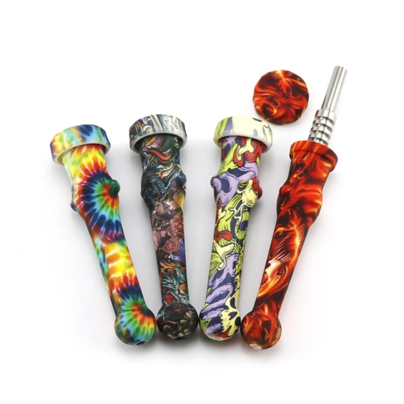 

Creative Mini Silicone Smoking Pipe Printed Travel Tobacco Pipes Spoon Cigarette Tubes Herb Accessories Tobacco